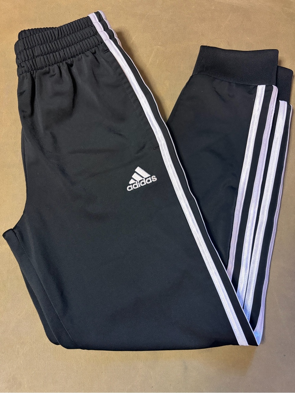 adidas Kids Black Joggers with White Side Stripes
